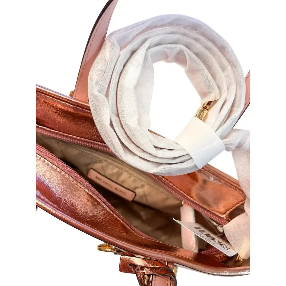 NWT Michael Kors Jet Set Travel XS Convertible Tote Rose Gold Metallic Purse